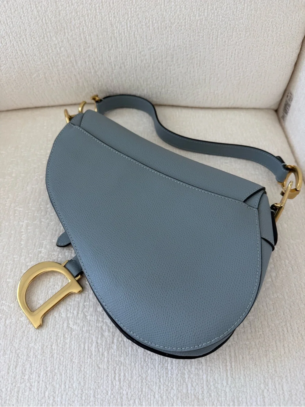 Dior Grey Saddle Bag with Gold 'D' Hardware